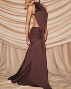 Vyla™ High Neck Halter Backless Maxi Dress