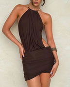 Vyla™ Choker Halter Backless Bodycon Mini Dress