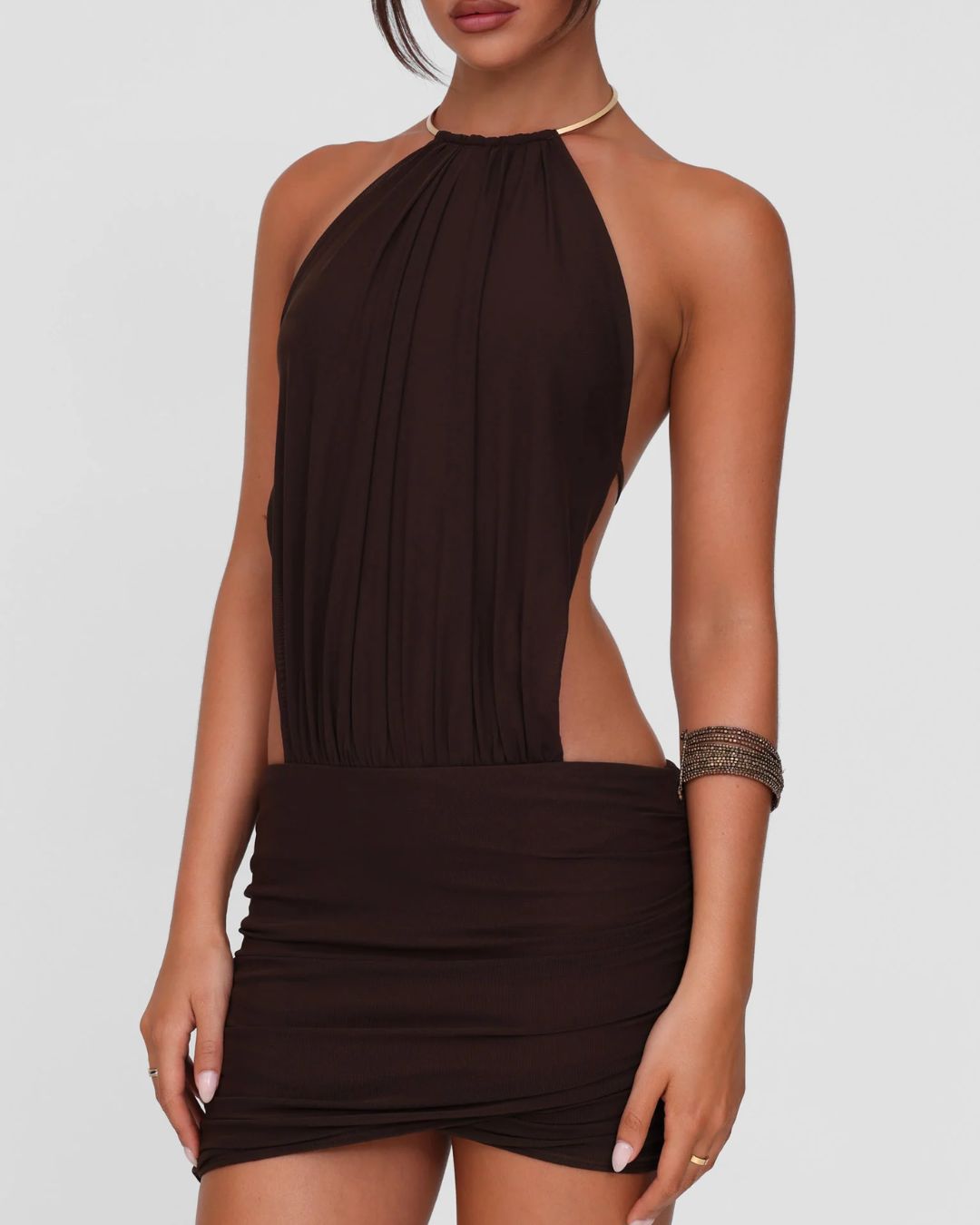 Vyla™ Choker Halter Backless Bodycon Mini Dress