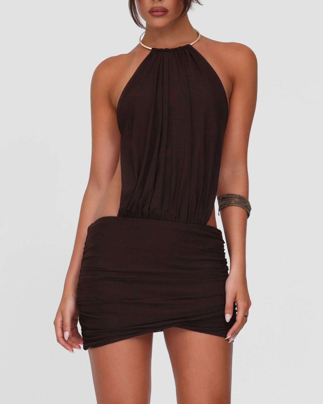 Vyla™ Choker Halter Backless Bodycon Mini Dress