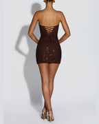 Vyla™ Sparkly Strapless Lace-Up Mini Dress