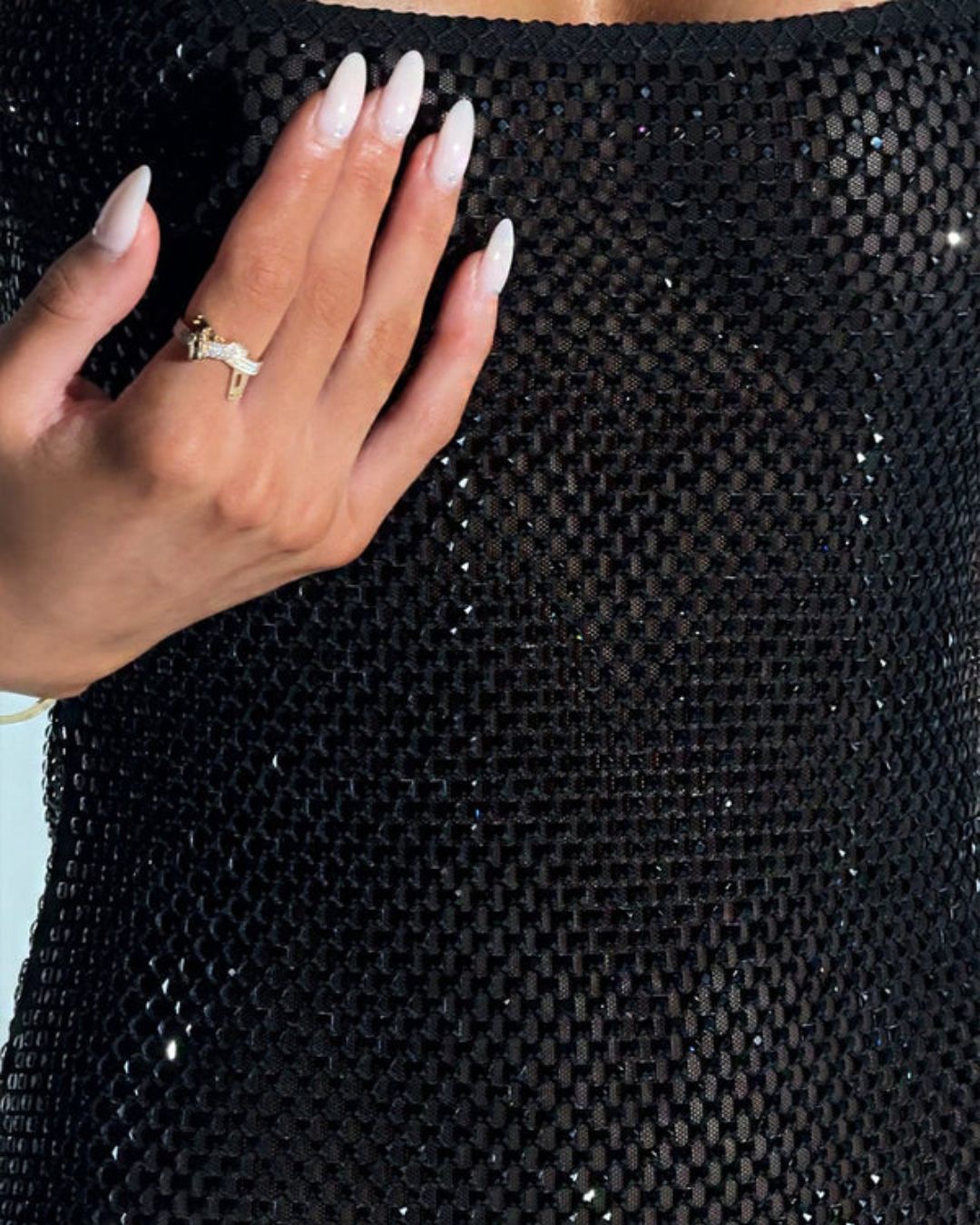 Vyla™ Sparkly Mesh Backless Bodycon Mini Dress
