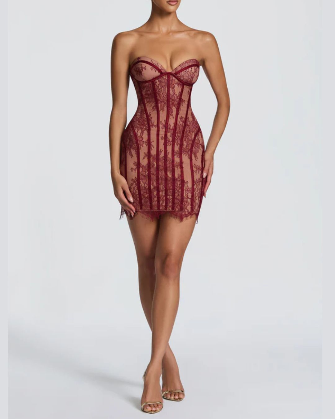 Vyla™ Lace Strapless Bodycon Mini Dress