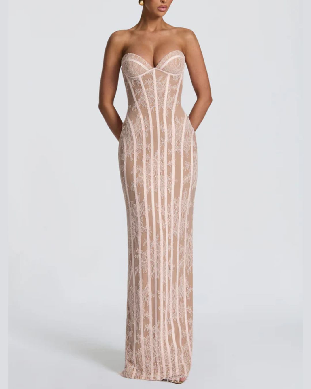 Vyla™ Lace Strapless Bodycon Maxi Dress