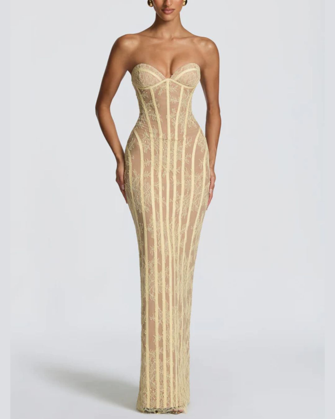 Vyla™ Lace Strapless Bodycon Maxi Dress