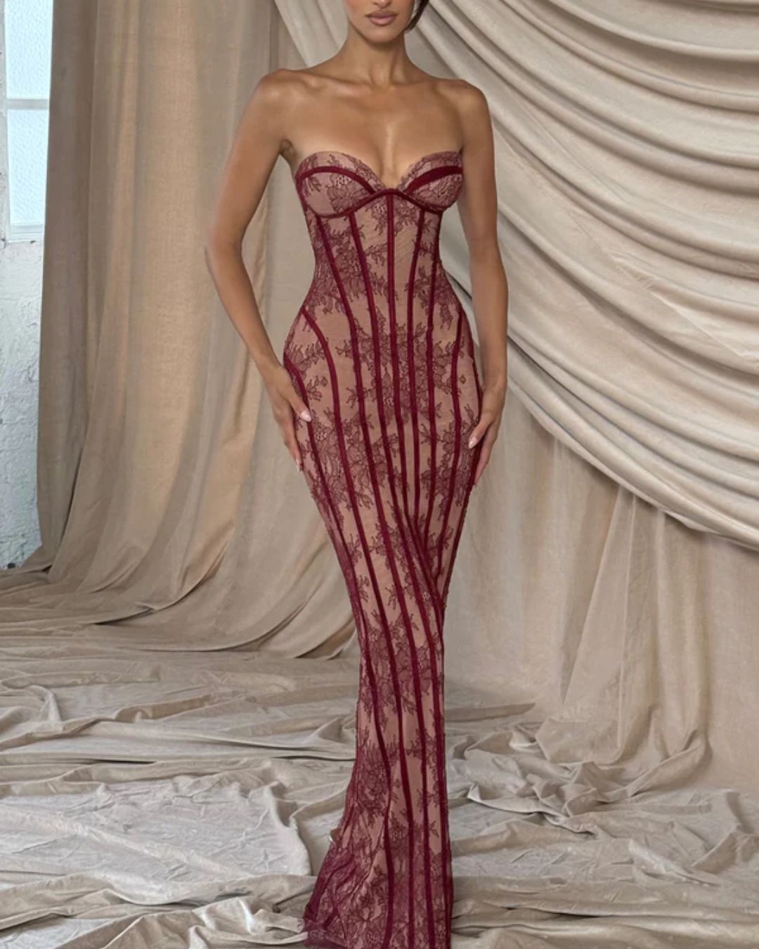 Vyla™ Lace Strapless Bodycon Maxi Dress