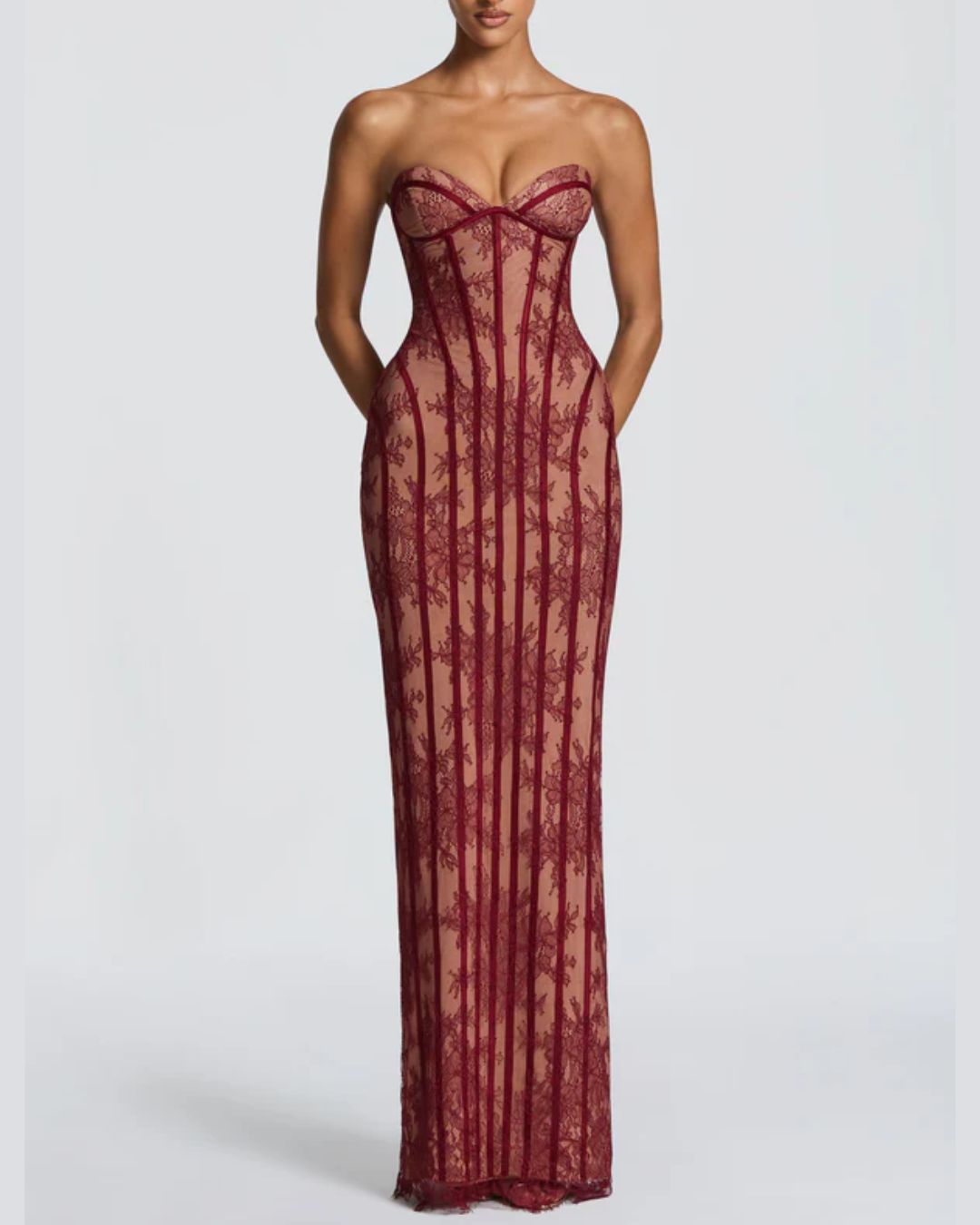 Vyla™ Lace Strapless Bodycon Maxi Dress