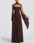 Vyla™ Scarf High Slit Ruched Waist Maxi Dress