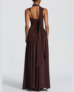Vyla™ Scarf High Slit Ruched Waist Maxi Dress