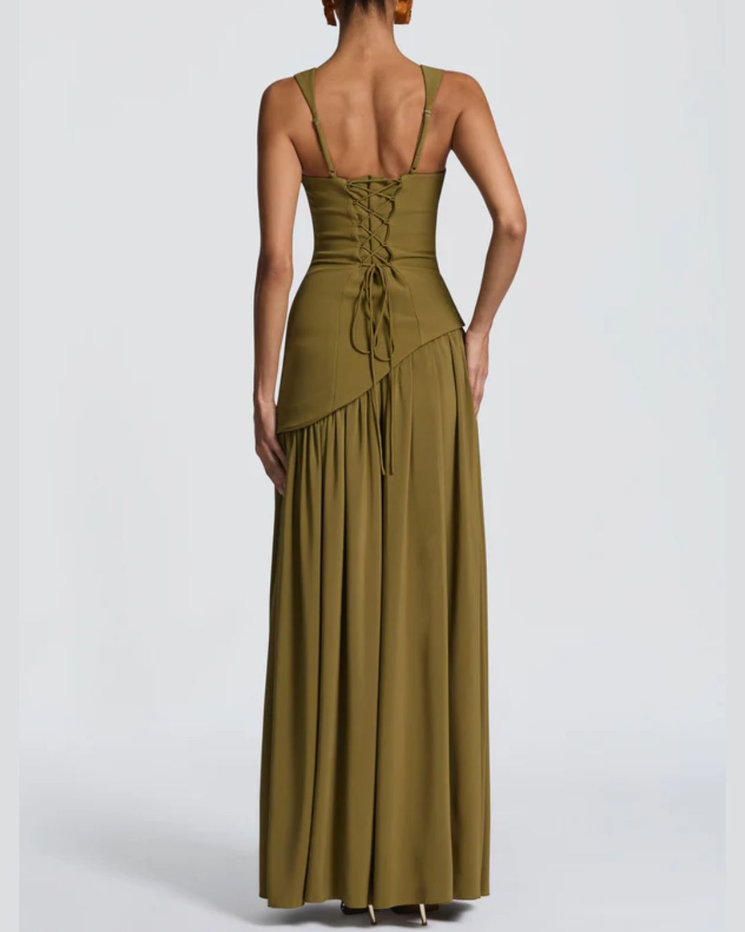 Vyla™ Scarf High Slit Ruched Waist Maxi Dress