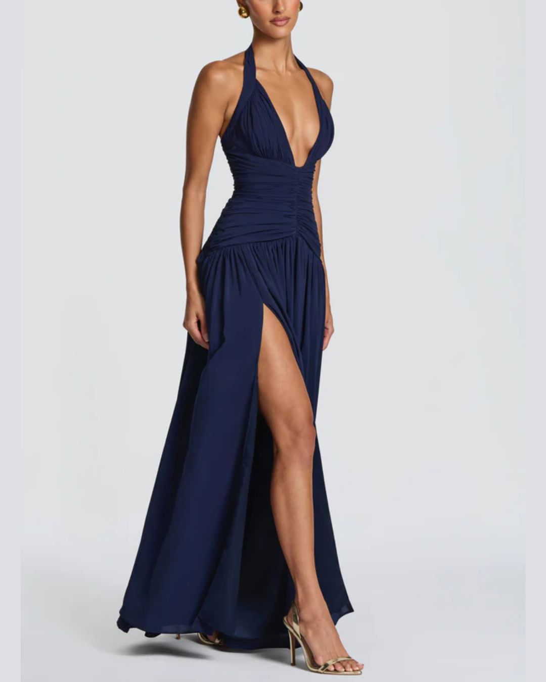 Vyla™ Halter High Slit Waist-Cinching Maxi Dress