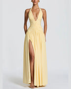 Vyla™ Halter High Slit Waist-Cinching Maxi Dress