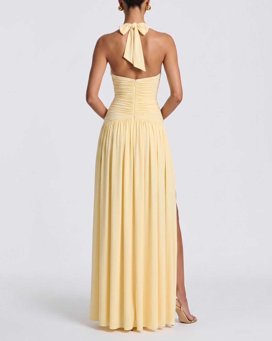 Vyla™ Halter High Slit Waist-Cinching Maxi Dress