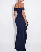 Vyla™ Elegant Off-Shoulder Ruched High-Slit Maxi Evening Dress