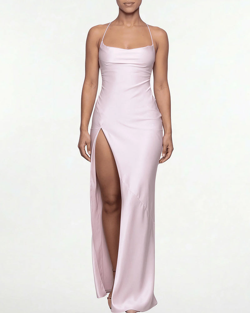 Vyla™ High Slit Open Back Maxi Dress