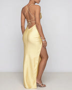 Vyla™ High Slit Open Back Maxi Dress