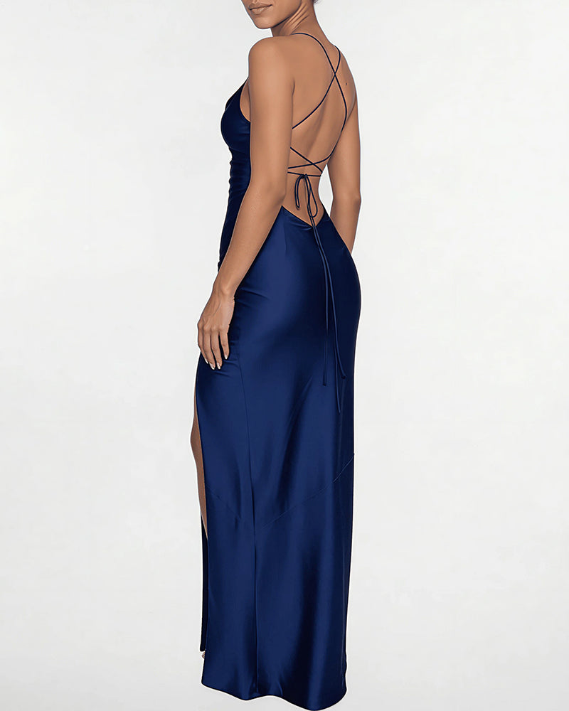 Vyla™ High Slit Open Back Maxi Dress