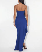 Vyla™ Elegant Strapless Ruched High Slit Maxi Evening Gown