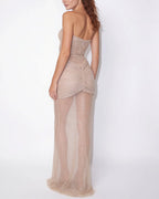 Vyla™ Strapless Shimmer Mesh Mermaid Maxi Dress