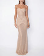 Vyla™ Strapless Shimmer Mesh Mermaid Maxi Dress
