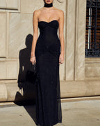 Vyla™ Strapless Shimmer Mesh Mermaid Maxi Dress