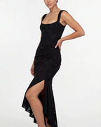 Vyla™ Elegant Floral Jacquard Ruched Mermaid Maxi Dress