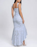 Vyla™ Elegant Floral Jacquard Ruched Mermaid Maxi Dress