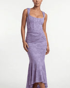 Vyla™ Elegant Floral Jacquard Ruched Mermaid Maxi Dress