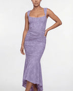 Vyla™ Elegant Floral Jacquard Ruched Mermaid Maxi Dress