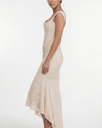 Vyla™ Elegant Floral Jacquard Ruched Mermaid Maxi Dress