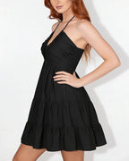 Vyla™ Halter V-Neck Tiered Mini Dress
