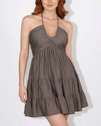Vyla™ Halter V-Neck Tiered Mini Dress