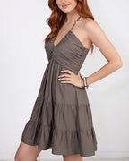 Vyla™ Halter V-Neck Tiered Mini Dress