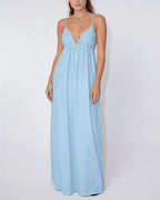Vyla™ Sun-Kissed V-Neck Backless Maxi Slip Dress
