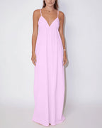 Vyla™ Sun-Kissed V-Neck Backless Maxi Slip Dress