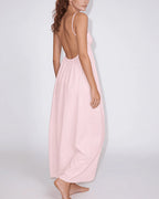 Vyla™ Sun-Kissed V-Neck Backless Maxi Slip Dress