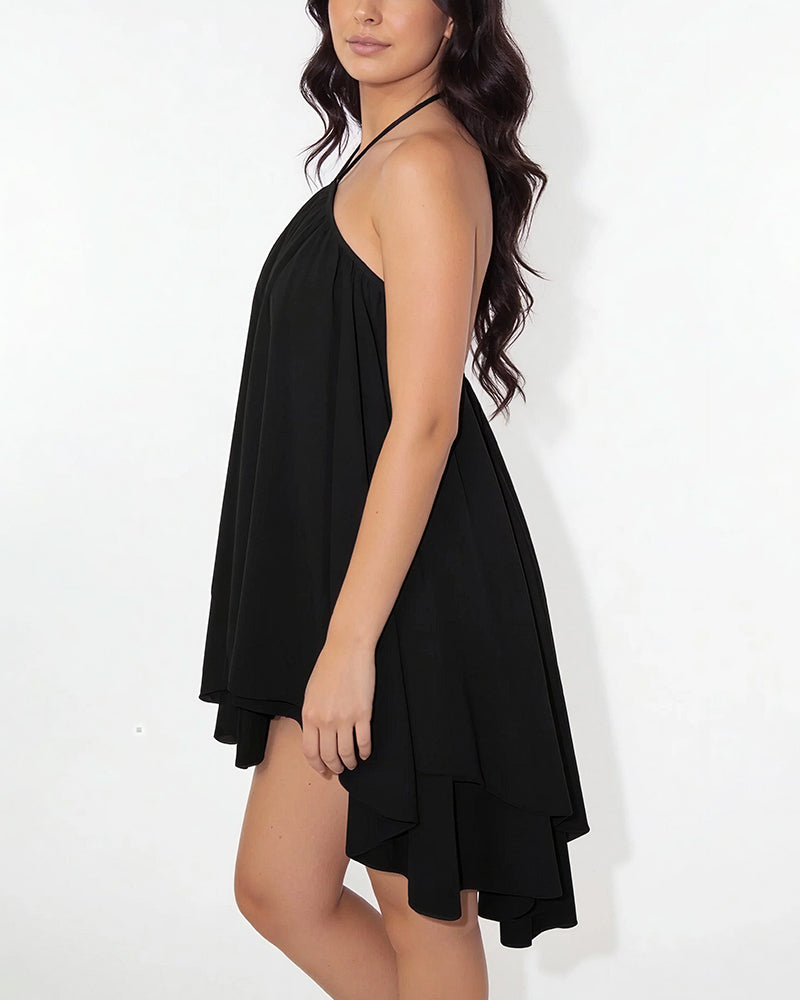 Vyla™ Halter Neck Tiered Mesh Mini Dress