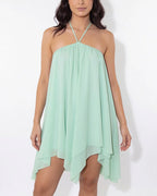 Vyla™ Halter Neck Tiered Mesh Mini Dress