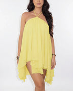 Vyla™ Halter Neck Tiered Mesh Mini Dress
