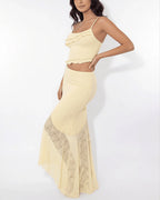 Vyla™ Romance Lace-Panel Asymmetrical Maxi Dresses Set