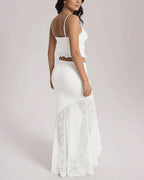 Vyla™ Romance Lace-Panel Asymmetrical Maxi Dresses Set