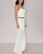 Vyla™ Romance Lace-Panel Asymmetrical Maxi Dresses Set