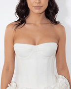 Vyla™ Strapless Boned Bustier & 3D Rose Mini Skirt