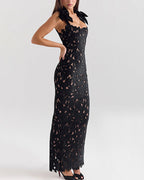 Vyla™ Enchanting Lace Bow-Strap Bodycon Maxi Dress
