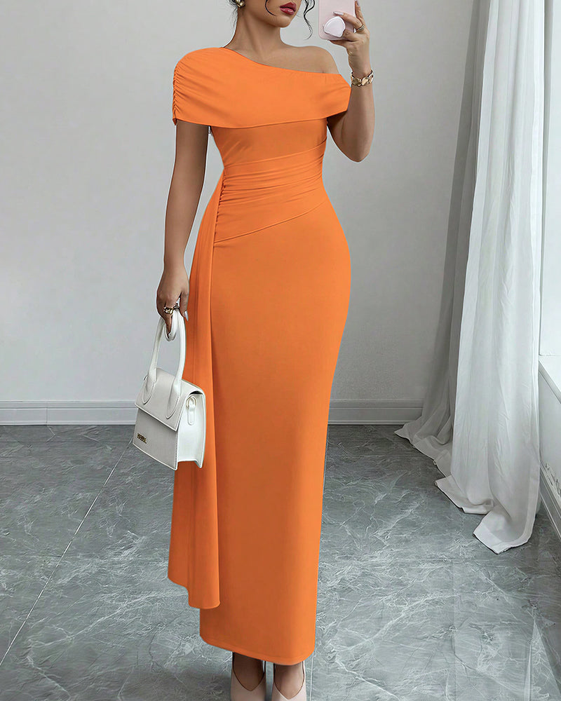 Vyla™ Asymmetrical Draped Maxi Evening Dress