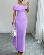 Vyla™ Asymmetrical Draped Maxi Evening Dress