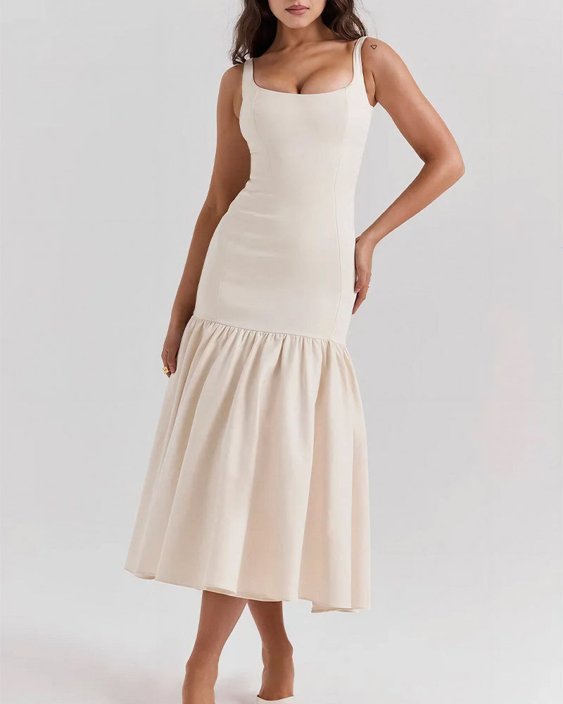 Vyla™ French Elegance Drop Waist Maxi Dress