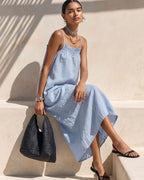 Vyla™ Minimalist Ruffle Neck Cami Maxi Dress