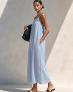 Vyla™ Minimalist Ruffle Neck Cami Maxi Dress