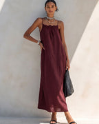 Vyla™ Minimalist Ruffle Neck Cami Maxi Dress